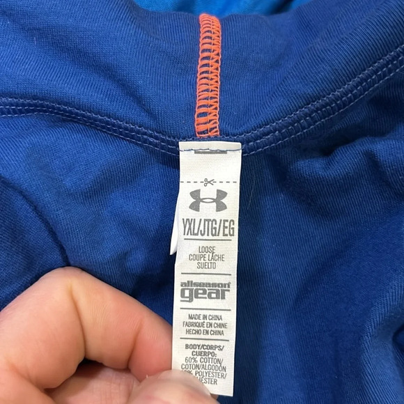 Under Armour Girls Youth Blue & Orange Hooded Zip Front Reversible Vest YXL - Picture 7 of 12